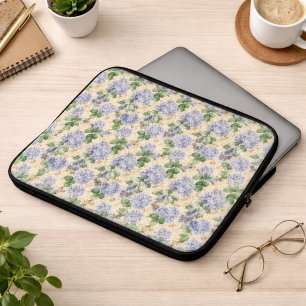 Art Nouveau Hydrangea Pattern with Dragonflies Laptop Sleeve