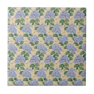 Art Nouveau Hydrangea Pattern with Dragonflies Tile