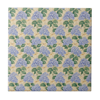 Art Nouveau Hydrangea Pattern with Dragonflies Tile