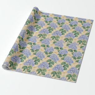 Art Nouveau Hydrangea Pattern with Dragonflies Wrapping Paper