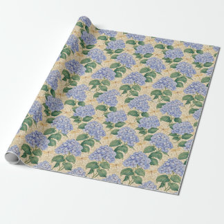 Art Nouveau Hydrangea Pattern with Dragonflies Wrapping Paper