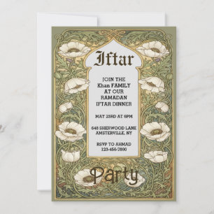 Art Nouveau Iftar Poppy Flower Invitation