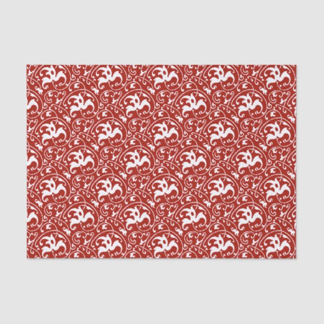 Art Nouveau Ikat - Dark Red and White Tissue Paper (Front)