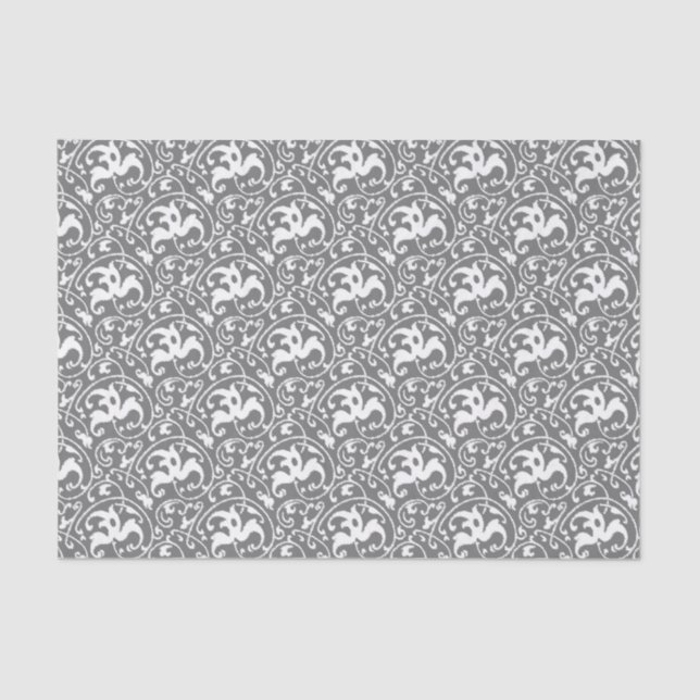 Art Nouveau Ikat - Grey / Grey and White Tissue Paper (Front)