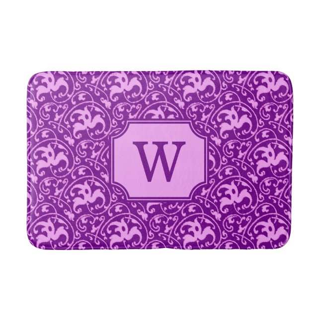 Art Nouveau Ikat - Orchid and Purple Bath Mat (Front)