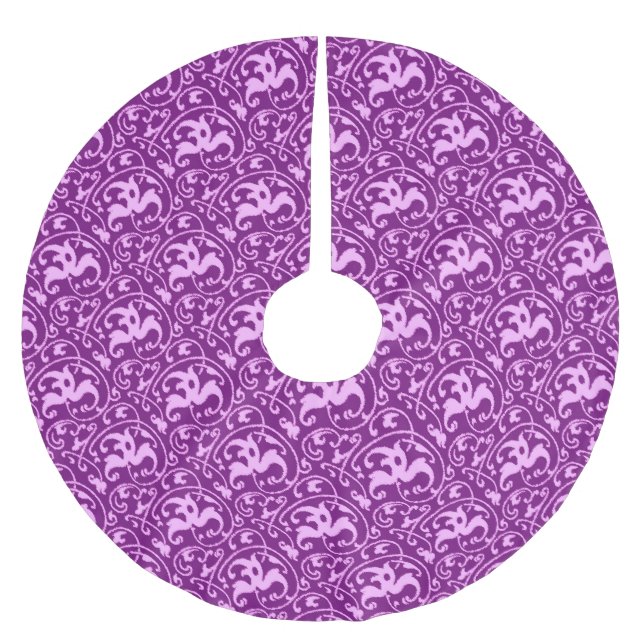 Art Nouveau Ikat - Orchid and Purple Brushed Polyester Tree Skirt (Front)