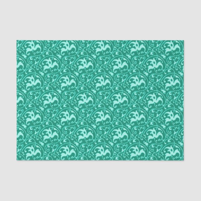 Art Nouveau Ikat - Turquoise and Aqua Tissue Paper (Front)