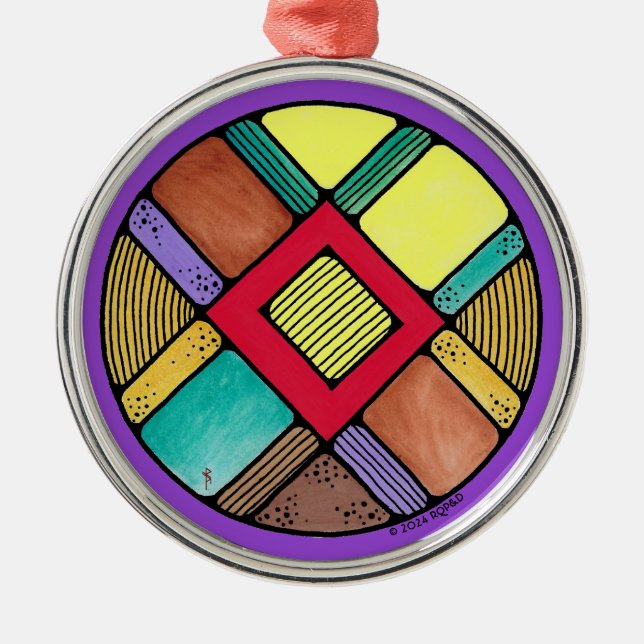 Art Nouveau Ingwaz Rune of Earth Magic Metal Ornament (Front)