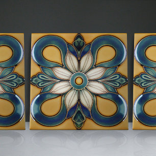 Art Nouveau Inspired Classic Floral Geometric Tile