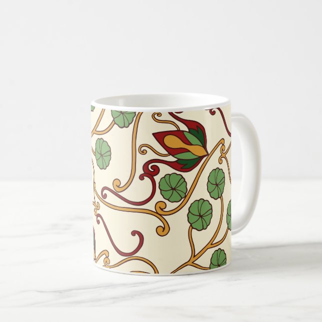Art Nouveau-inspired floral design Coffee Mug (Front Right)