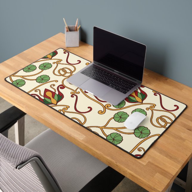 Art Nouveau-inspired floral design Desk Mat (Office 2)