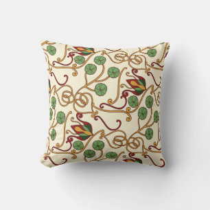 Art Nouveau-inspired floral design Throw Pillow