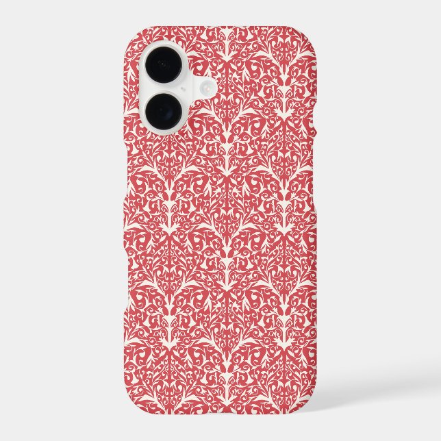 Art Nouveau Inspired Florals IPhone Case - Red (Verso)