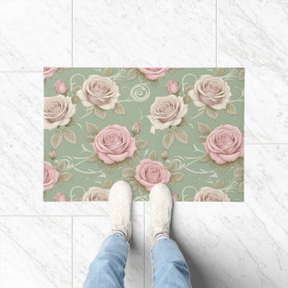 Art Nouveau Inspired Roses In Shades Of Dusty Pink Doormat