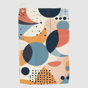 Art Nouveau Inspired Teal Coral Curved Abstract Golf Towel