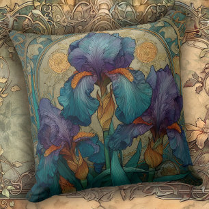 Art Nouveau Iris Enchantment Throw Pillow