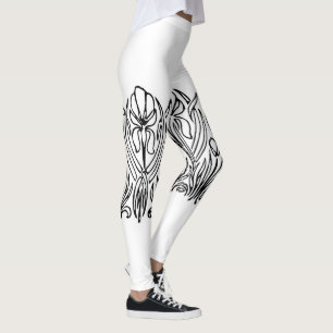Art nouveau iris floral black and white leggings