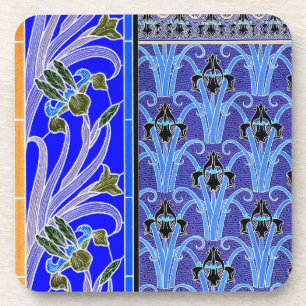 Art nouveau iris flower elegant vintage floral coaster