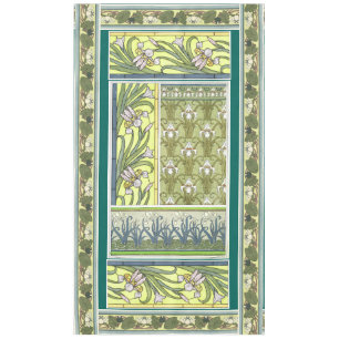 Art Nouveau Iris Flowers Floral Island Tablecloth