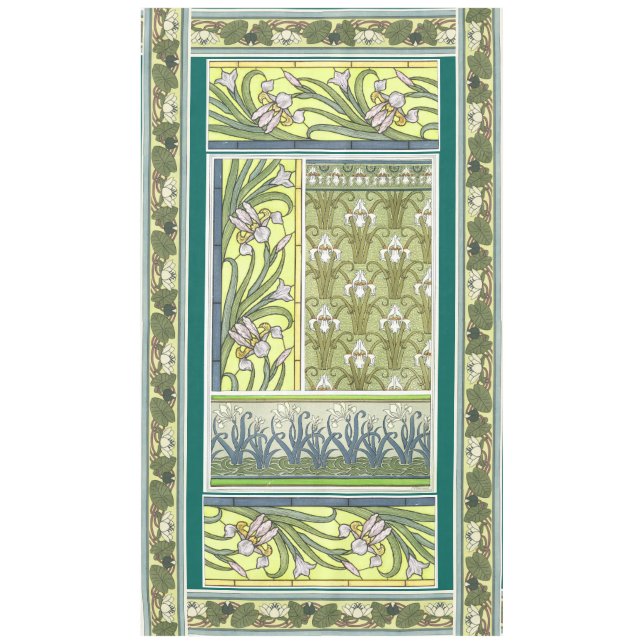 Art Nouveau Iris Flowers Floral Island Tablecloth (Front)