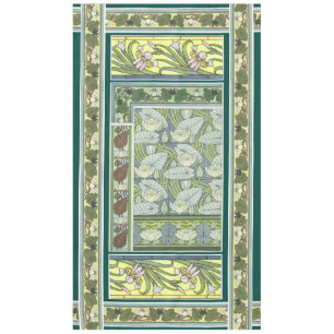 Art Nouveau Iris Waterlily Flowers Floral Tablecloth