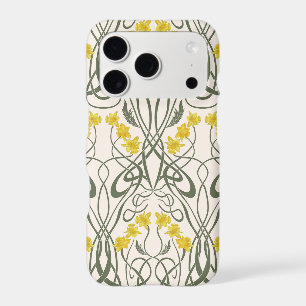 Art Nouveau Jaunes Jonquilles et Tiges Crème