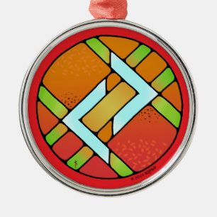 Art Nouveau Jera Rune of Harvest Metal Ornament