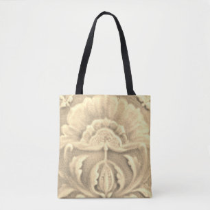 Art nouveau jugendstil flower tile crackle finish tote bag