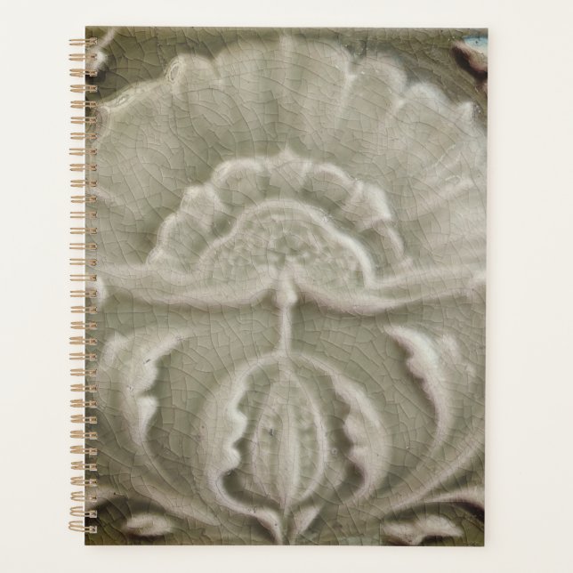Art nouveau jugendstil flower tile design brown planner (Front)