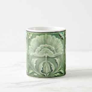 Art nouveau jugendstil flower tile design green  coffee mug