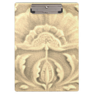 Art nouveau jugendstil flower tile gold cream  clipboard