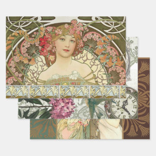 ART NOUVEAU LADIES #1 HEAVY WEIGHT DECOUPAGE WRAPP WRAPPING PAPER SHEET