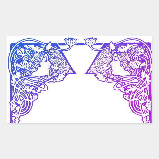 Art Nouveau Ladies Customizable Rectangular Sticke Sticker (Front)