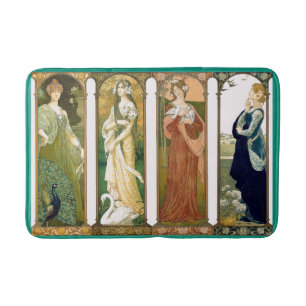 Art Nouveau Ladies Swan Peacock Dove Birds Bathmat