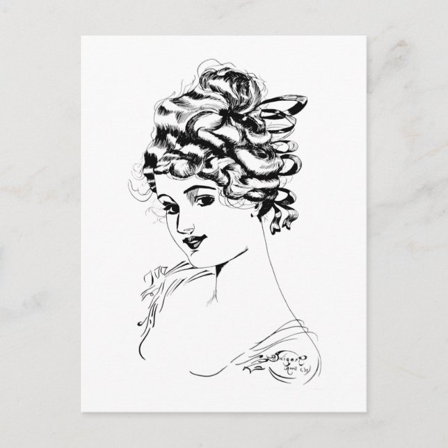 Art Nouveau Lady 1917 Fine Art  Postcard (Front)