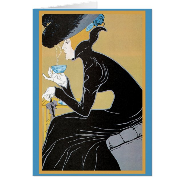 Art Nouveau Lady Drinking Tea (Front)