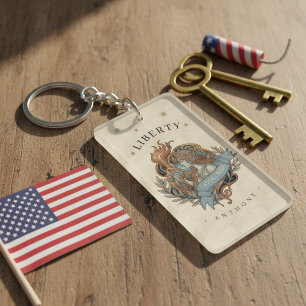 Art Nouveau Lady Liberty USA 250 Motif ID1303 Keychain