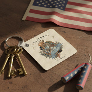 Art Nouveau Lady Liberty USA 250 Motif ID1303 Keychain
