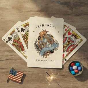 Art Nouveau Lady Liberty USA 250 Motif ID1303 Playing Cards