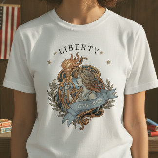 Art Nouveau Lady Liberty USA 250 Motif ID1303 T-Shirt
