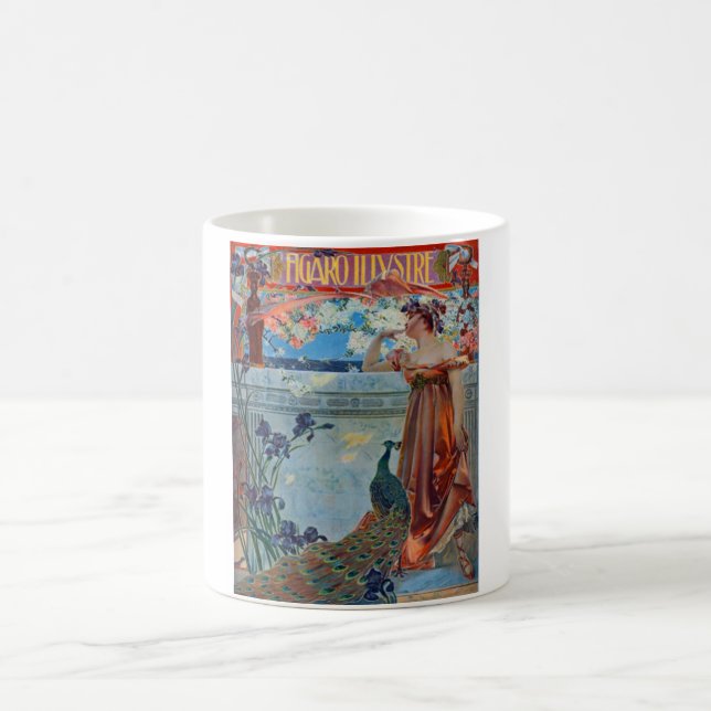 Art Nouveau Lady with Peacock Coffee Mug (Center)