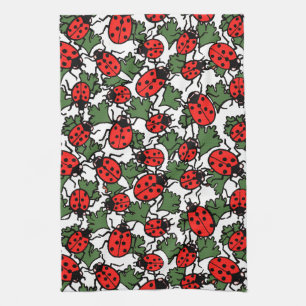 Art Nouveau Ladybug Insects Pattern Kitchen Towel
