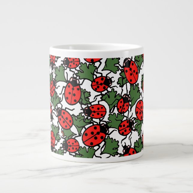 Art Nouveau Ladybug Insects Pattern Large Coffee Mug (Front)