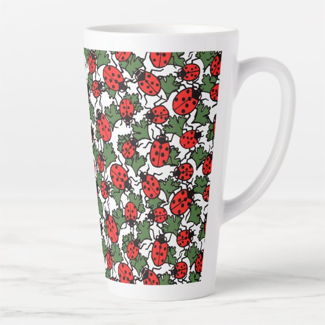 Art Nouveau Ladybug Insects Pattern Latte Mug (Right)