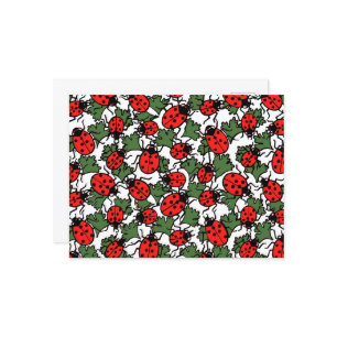 Art Nouveau Ladybug Insects Pattern Postcard