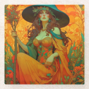 Art Nouveau Lammas Glass Coaster
