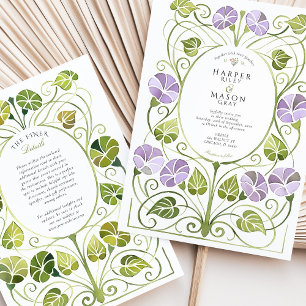 Art Nouveau Lavender Greenery Foliage Wedding Invitation
