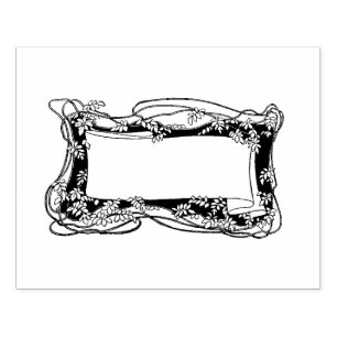 Art Nouveau Leafy Vines Label or Stationery Rubber Stamp