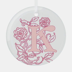 Art nouveau letter K Glass Ornament