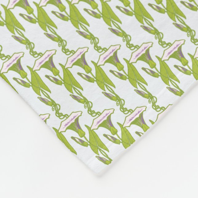 Art Nouveau light Ipomoea floral wallpaper art Fleece Blanket (Corner)